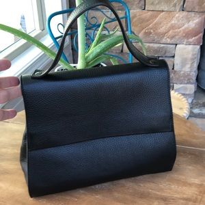 Vittoria Napoli Italy Black Leather Demi Satchel Bag Nwots